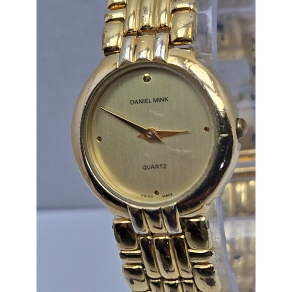 Daniel Mink Swiss Ladies Gold Plated Quartz Dress Wrist Watch New Battery - Picture 4 of 11